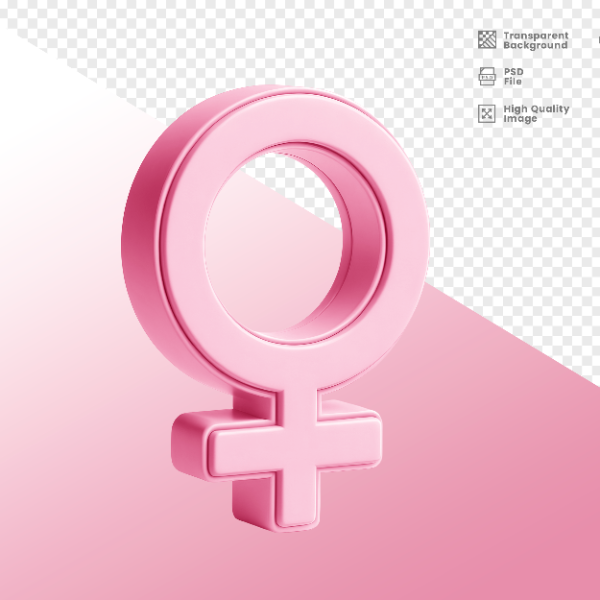 DIA DA MULHER -  ELEMENTO 3D  SÍMBOLO DE GÊNERO DA MULHER PARA COMPOSIÇÃO