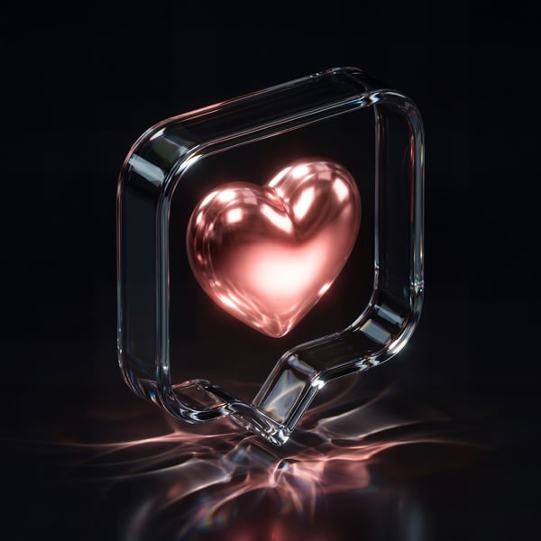 ELEMENTO 3D ICONE COM CORAÇÃO ROSA 01