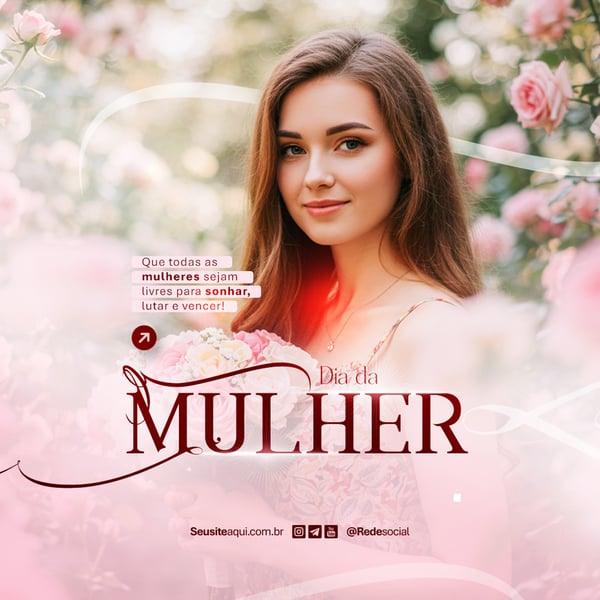 DIA INTERNACIONAL DA MULHER 8 DE MARÇO SOCIAL MEDIA PSD EDITÁVEL