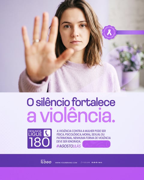 AGOSTO LILÁS CAMPANHA COMBATE À VIOLÊNCIA CONTRA A MULHER SOCIAL MEDIA PSD EDITÁVEL 9