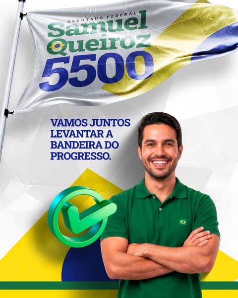 CANDIDATO POLÍTICO COM BANDEIRA DO PROGRESSO BANNER PSD EDITÁVEL
