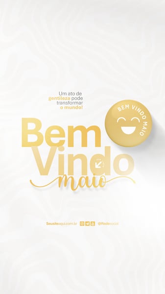 BEM VINDO MAIO MÊS FRASE COMUNICADO AVISO INFORME SOCIAL MEDIA PSD EDITÁVEL