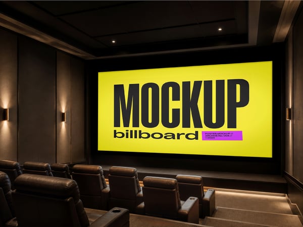TELA DE AUDITÓRIO MOCKUP EM SALA DE CINEMA PLATEIA AO FUNDO
