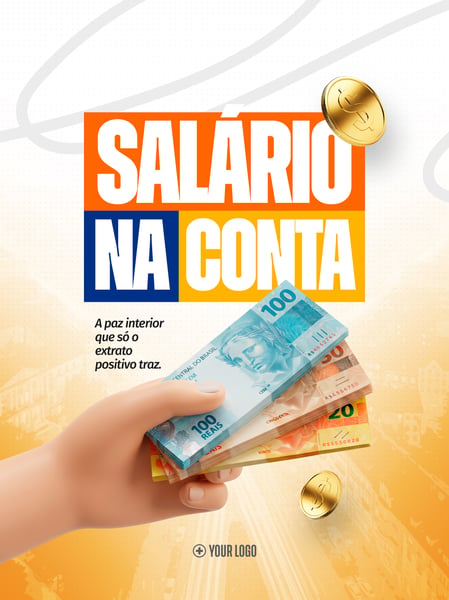 PAGAMENTO SALÁRIO NA CONTA DINHEIRO SOCIAL MEDIA FLYER PSD EDITÁVEL