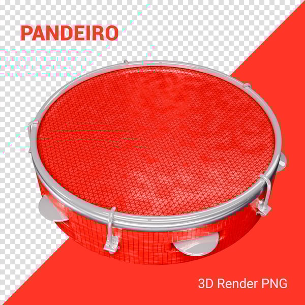 PANDEIRO 3D CARNAVAL ELEMENTO PNG COMPOSIÇÃO SOCIAL MEDIA
