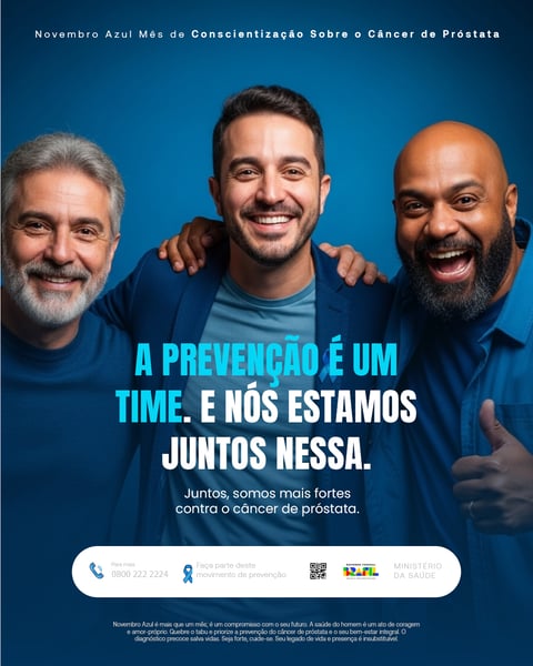 Novembro Azul: Prevenção E Conscientização Do Câncer De Próstata. Homens Unidos Pela Saúde Masculina. Social Media PSD Editável