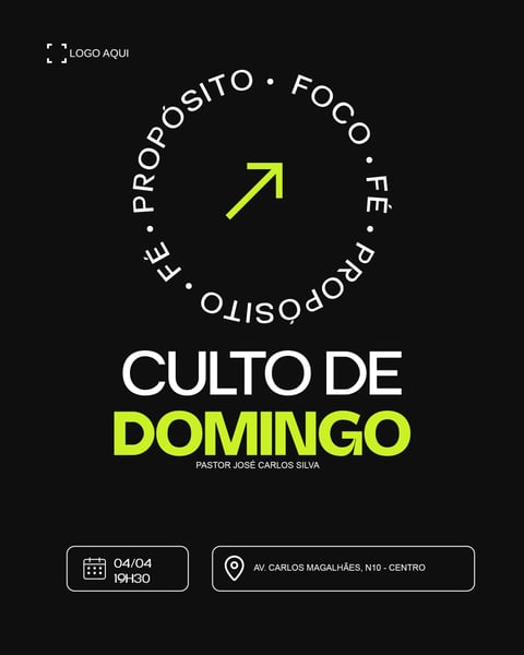 CULTO DE DOMINGO SOCIAL MEDIA PSD EDITÁVEL 2