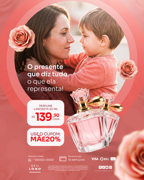 CAMPANHA PERFUME E PRESENTE DIA DAS MÃES FLYER SOCIAL MEDIA PSD EDITÁVEL