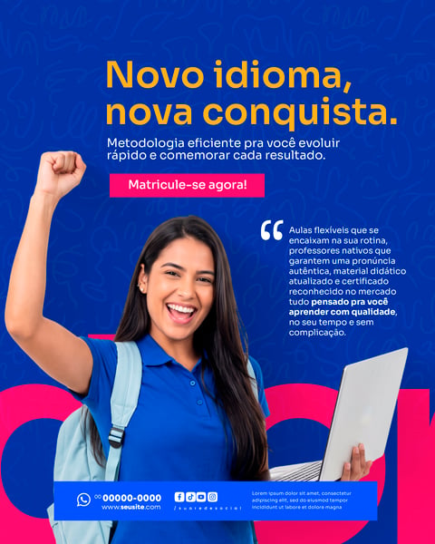 ESCOLA DE IDIOMAS SOCIAL MEDIA PSD EDITÁVEL 8