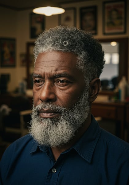 HOMEM NEGRO NA BARBEARIA SENHOR DE IDADE