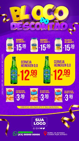 ENCARTE BLOCO DO DESCONTÃO CARNAVAL EDITÁVEL