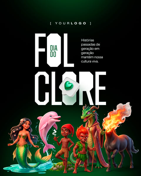 DIA DO FOLCLORE VERDE SOCIAL MEDIA PSD EDITÁVEL