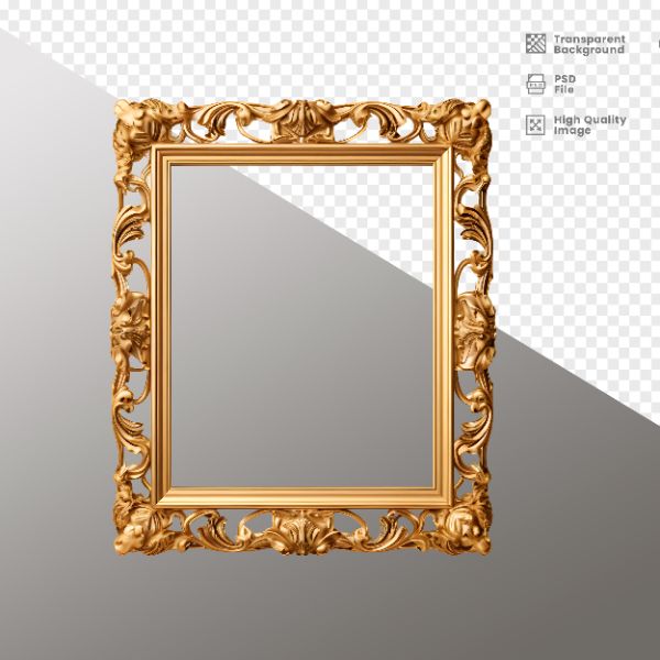ELEMENTO 3D QUADRO ANTIGO DOURADO LUXUOSO