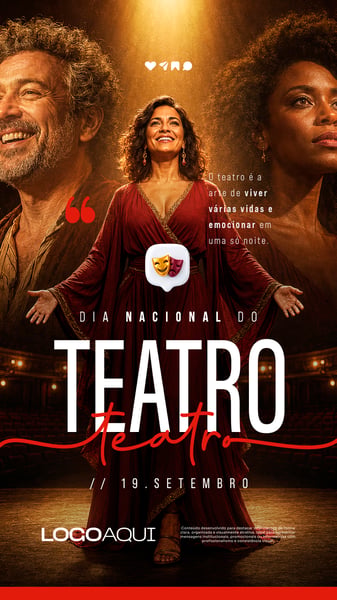 DIA NACIONAL DO TEATRO ATRIZES E ATORES SOCIAL MEDIA FLYER PSD EDITÁVEL STORY