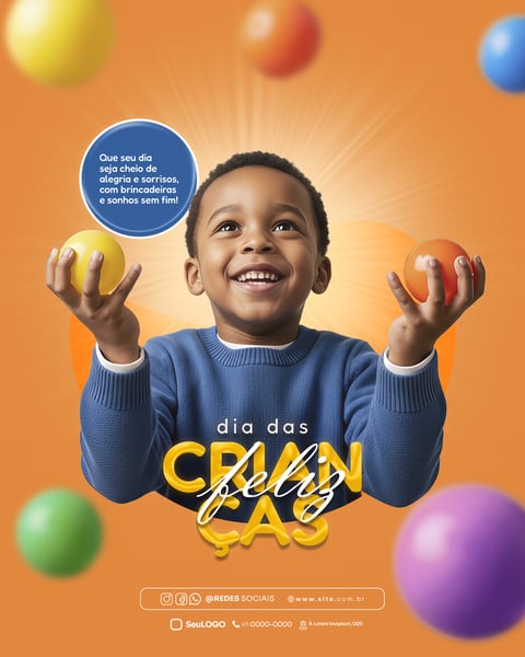 FELIZ DIA DAS CRIANÇAS 12 DE OUTUBRO FEED SOCIAL MEDIA PSD EDITÁVEL 09