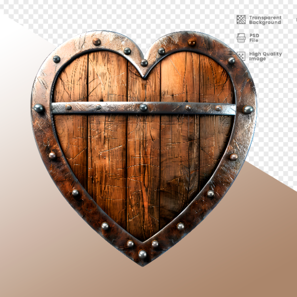 CORAÇÃO FERRO E MADEIRA  ELEMENTO 3D PARA COMPOSIÇÃO - HEART