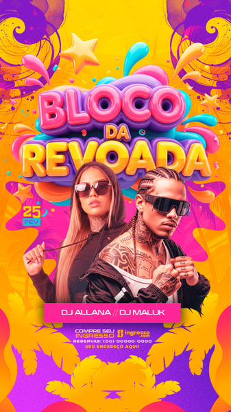FLYER PARA EVENTOS BLOCO DA REVOADA 2 STORYS