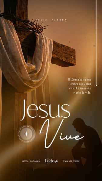 FELIZ PÁSCOA RESSURREIÇÃO DE CRISTO SOCIAL MEDIA PSD EDITÁVEL 5 STORY