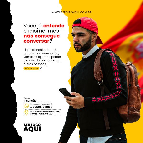 AULAS DE ESPANHOL | IDIOMAS | ESCOLA | SOCIAL MEDIA | PSD EDITÁVEL