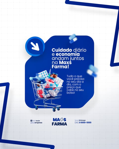 FARMÁCIA REMÉDIOS CÁPSULA FORMULAS MEDICAMNETOS PROMOÇÃO SOCIAL MEDIA PSD EDITÁVEL