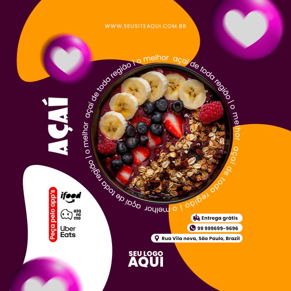 AÇAÍTERIA E SORVETERIA - SOCIAL MEDIA - PSD EDITÁVEL