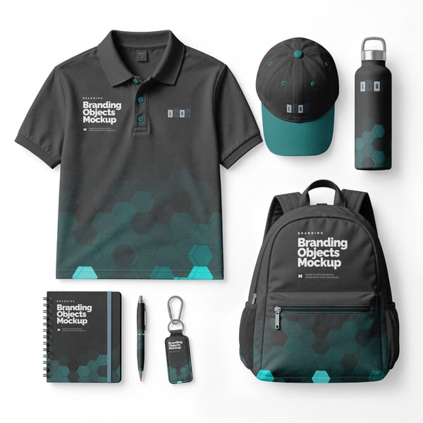 Mockup de Kit de Brindes Corporativos PSD editável