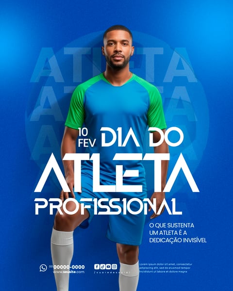 DIA DO ATLETA PROFISSIONAL 10 DE FEVEREIRO SOCIAL MEDIA PSD EDITÁVEL 4