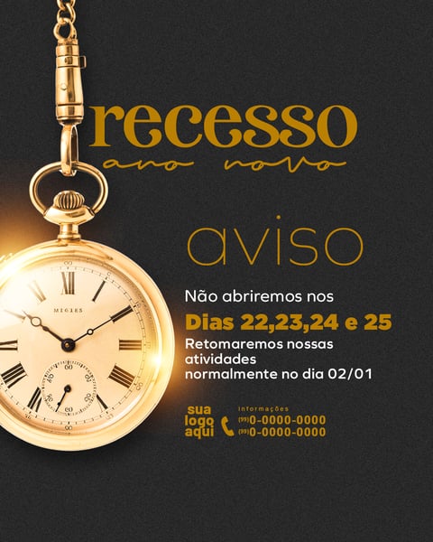 AVISO HORÁRIO DE FUNCIONAMENTO RECESSO DE ANO NOVO FEED