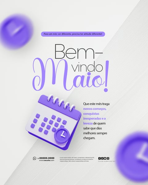 BEM VINDO MAIO SAUDAÇÃO MÊS SOCIAL MEDIA POST EDITÁVEL FEED