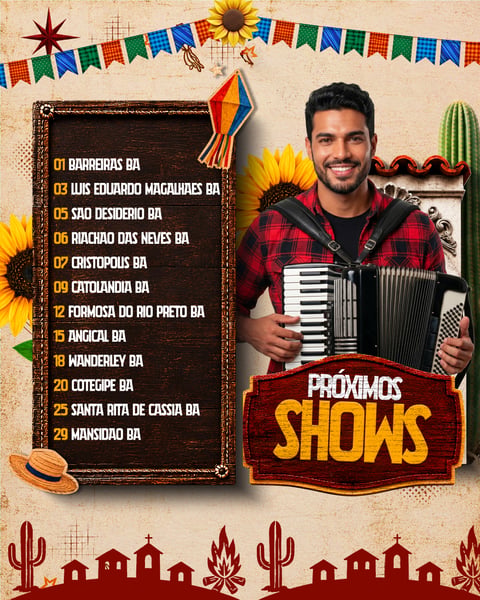 SÃO JOÃO AGENDA DE SHOWS FEED PSD EDITÁVEL