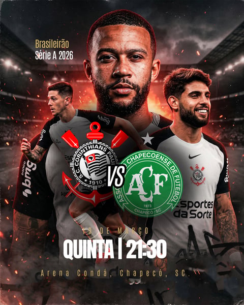 FLYER ESPORTIVO FUTEBOL BRASILEIRÃO CORINTHIANS VS CHAPECOENSE