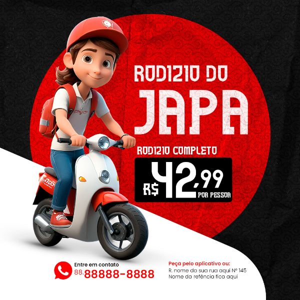 FEED RODIZIO DO JAPA RESTAURANTE JAPONÊS SOCIAL MEDIA PSD EDITÁVEL