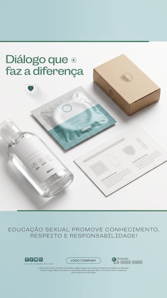 CAMPANHA DE CONSCIENTIZAÇÃO EDUCAÇÃO SEXUAL SOCIAL MEDIA PSD EDITÁVEL 3 STORY