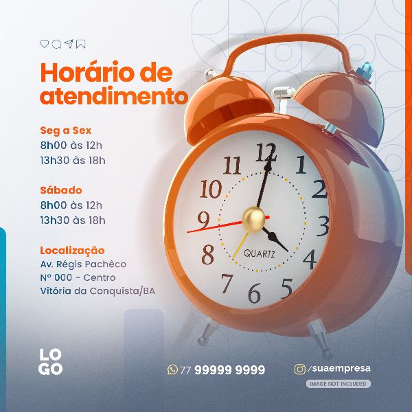 HORÁRIO DE ATENDIMENTO | SOCIAL MEDIA - ÓTICA