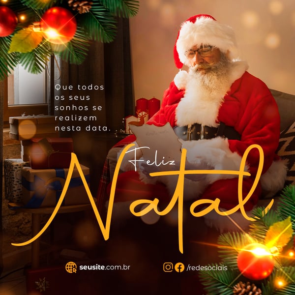 25 DE DEZEMBRO FELIZ NATAL PAPAI NOEL FEED PSD EDITÁVEL