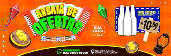 BANNER PARA SUPERMERCADOS ARRAIÁ DE OFERTAS