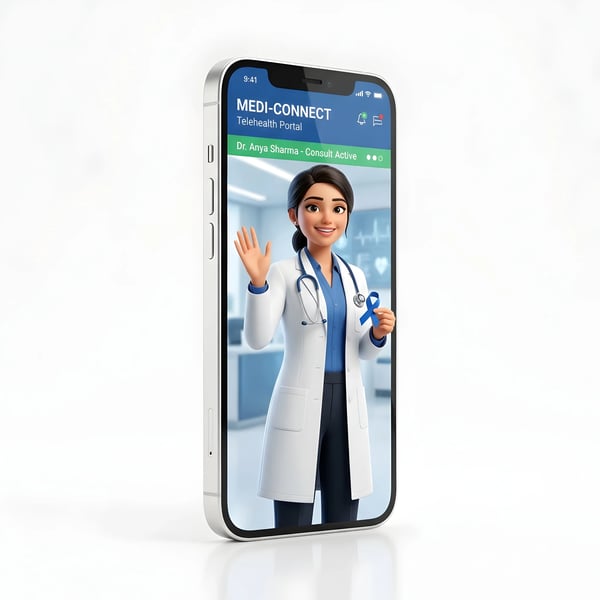 telehealth DOCTOR SMARTPHONE VIDEO CONSULTATION SCREEN
