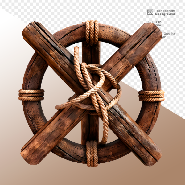 CÍRCULO MADEIRA E CORDA  ELEMENTO 3D PARA COMPOSIÇÃO - WOOD
