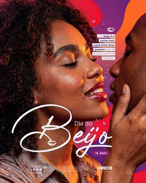 DIA DO BEIJO 13 DE ABRIL SOCIAL MEDIA PSD EDITÁVEL 2