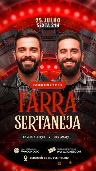 FLYER PARA EVENTO SHOW ARTISTA SERTANEJO PSD EDITÁVEL STORY 1