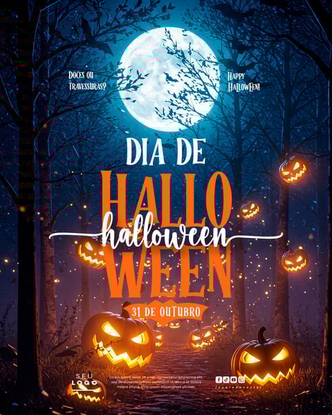 DIA DAS BRUXAS HALLOWEEN 31 DE OUTUBRO SOCIAL MEDIA PSD EDITÁVEL 3
