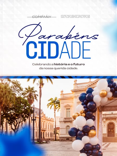 ANIVERSÁRIO DA CIDADE COM BALÕES SOCIAL MEDIA FLYER PSD EDITÁVEL
