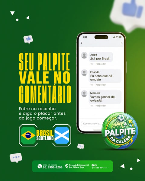Social Media Seu Palpite vale no Comentário PSD Editável