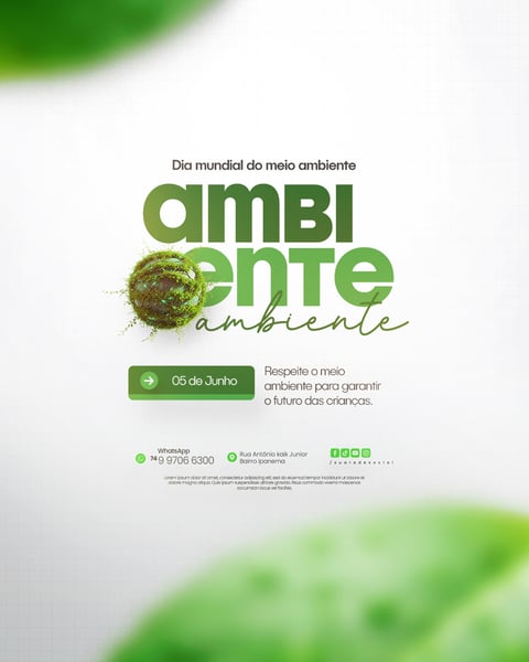 05 DE JUNHO - DIA MUNDIAL DO MEIO AMBIENTE SOCIAL MEDIA PSD EDITÁVEL