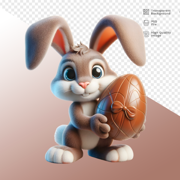 COELHO DA PÁSCOA  ELEMENTO 3D PARA COMPOSIÇÃO - COELHO COM CHOCOLATE