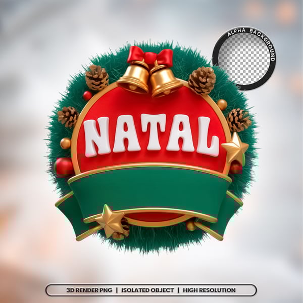 THQ SELO 3D RENDER FELIZ NATAL ELEMENTO ÍCONE PSD PNG (776)