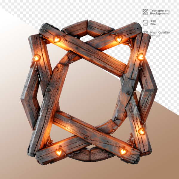 CÍRCULO DE MADEIRA COM LUZ - ELEMENTO 3D PARA COMPOSIÇÃO - WOOD