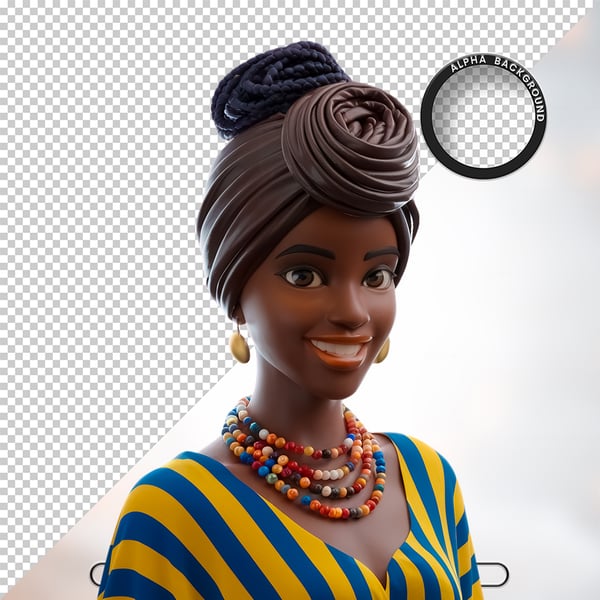 MULHER NEGRA AFRO ELEMENTO PSD PNG