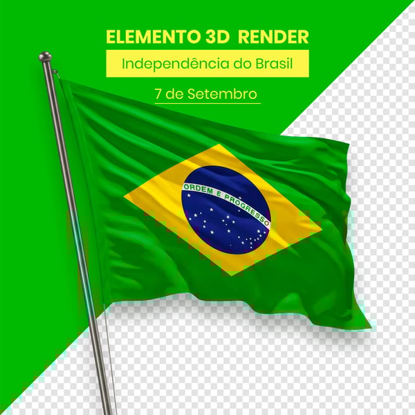 BANDEIRA ELEMENTO INDEPENDÊNCIA DO BRASIL 7 DE SETEMBRO 3D COMPOSIÇÃO