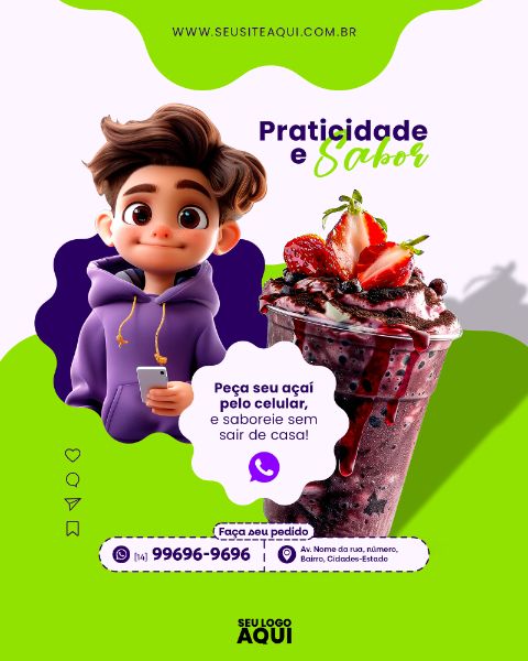 AÇAÍTERIA E SORVETERIA - SOCIAL MEDIA - PSD EDITÁVEL